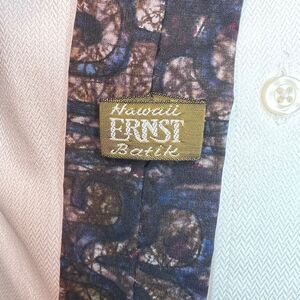 Vintage Square Neck Tie‎ Ernst Hawaii Batik Mens 60s 70s Tie Dye 53 X 1.8”